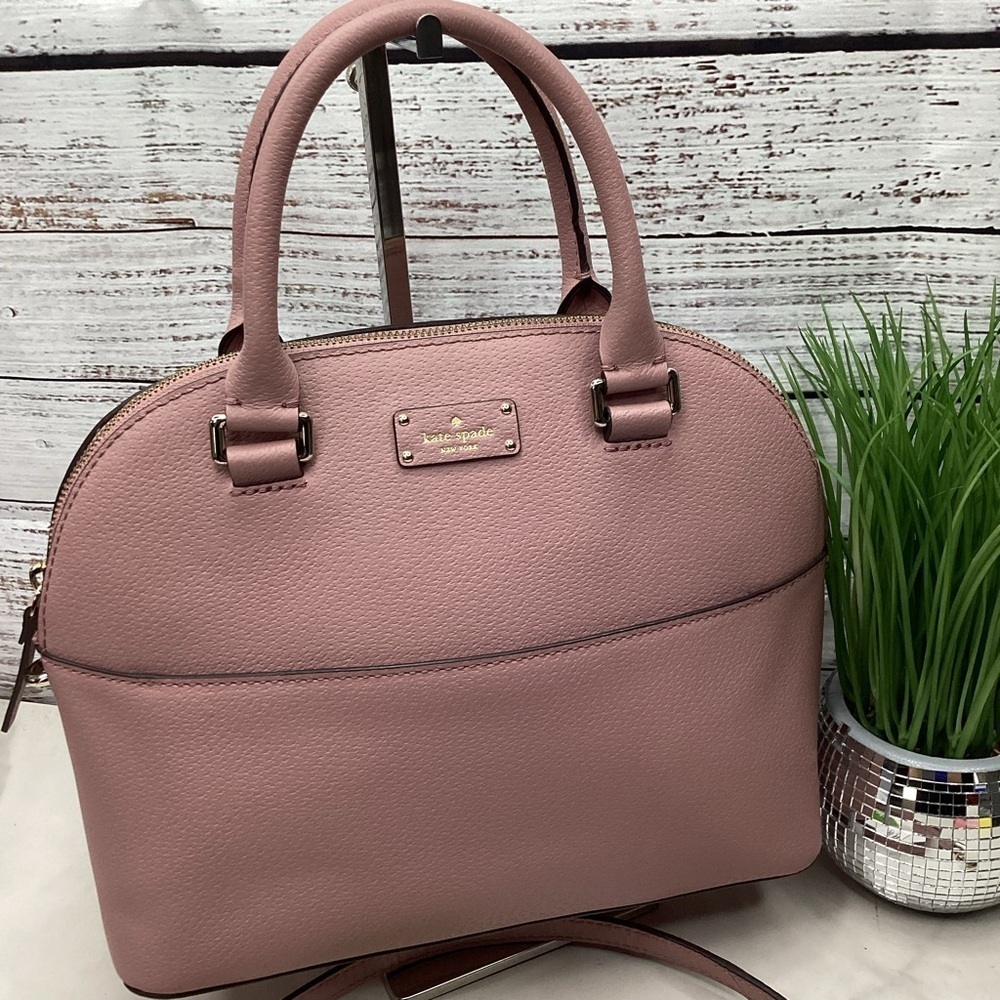 KATE SPADE SATCHEL SUMMER BAG PINK DUSTY PEONY HANDBAG GROVE STREET CARLY PURSE - Picture 3 of 14